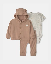 Baby 3-Piece Bear Layering Set - Grey/Brown