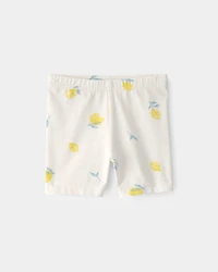 Baby Girl Lemon Bike Shorts - Cream