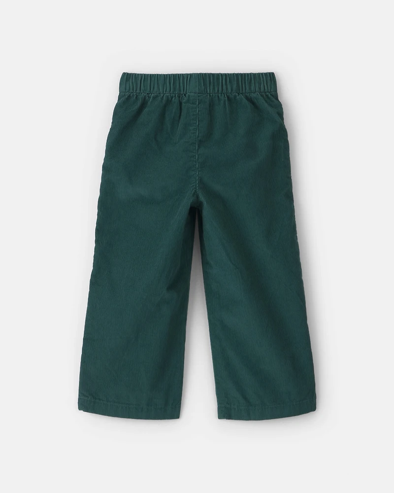 Toddler Girl Floral Corduroy Wide-Leg Pants - Green