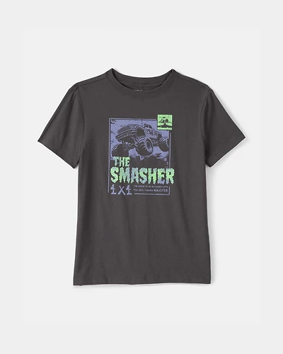 Boys Monster Truck Graphic Tee - Grey