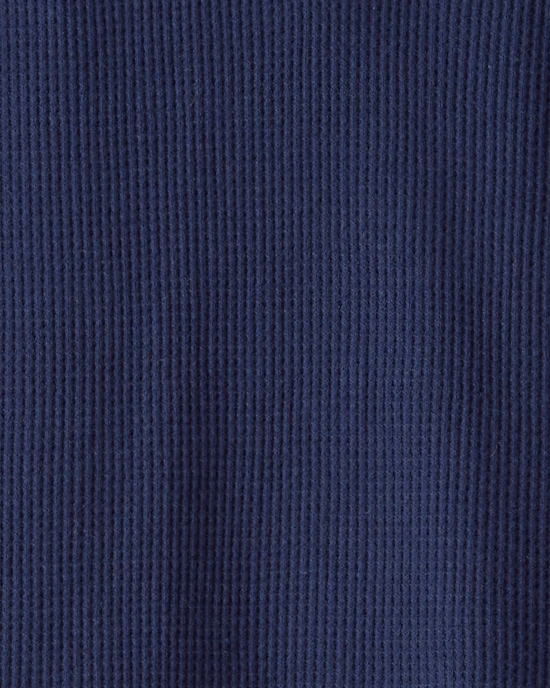 Boys Stripe Thermal Long-Sleeve Henley T-Shirt - Navy