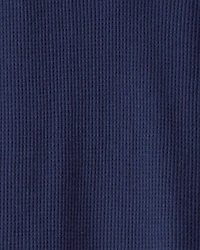 Boys Stripe Thermal Long-Sleeve Henley T-Shirt - Navy