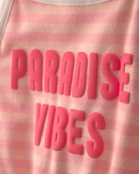 Girls 'Paradise Vibes' French Terry Romper - Pink