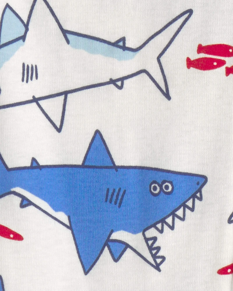 Baby Boy Shark 100% Cotton Snug Fit 1-Piece pyjama - Ivory