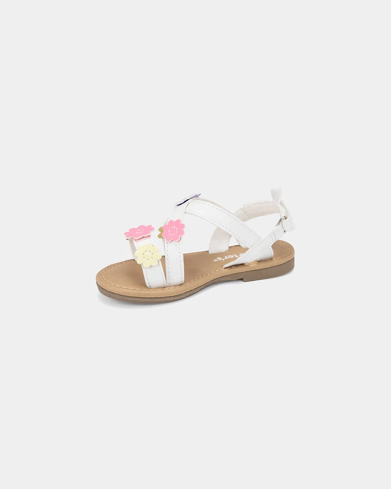 Toddler Girl Flower Sandals - White