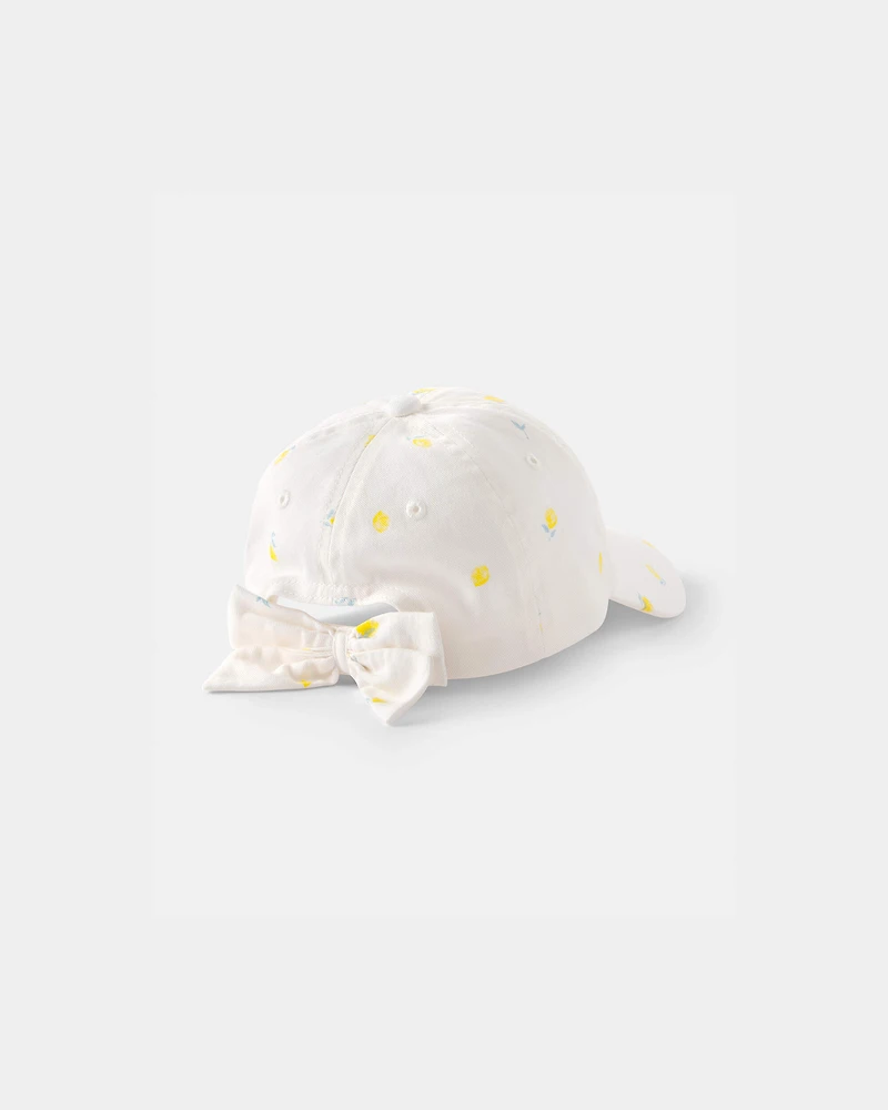 Girls Lemon Baseball Hat - White
