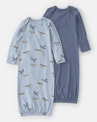 Baby Boy 2-Pack Plane PurelySoft Sleeper Gowns - Blue