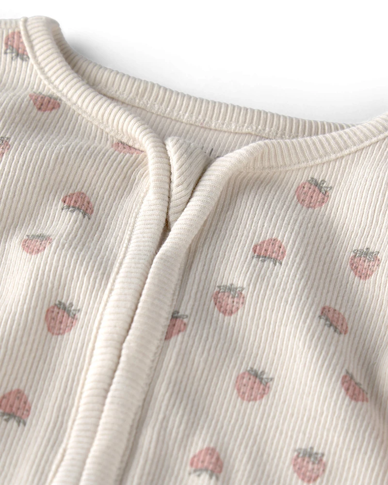 Baby Girl Organic Cotton Sleeper Pyjama Strawberry-Print