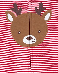 Baby Reindeer Striped 2-Way  Sleeper - Red