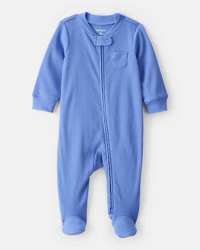 Baby Boy Rib Long-Sleeve Snug Fit Sleeper - Blue