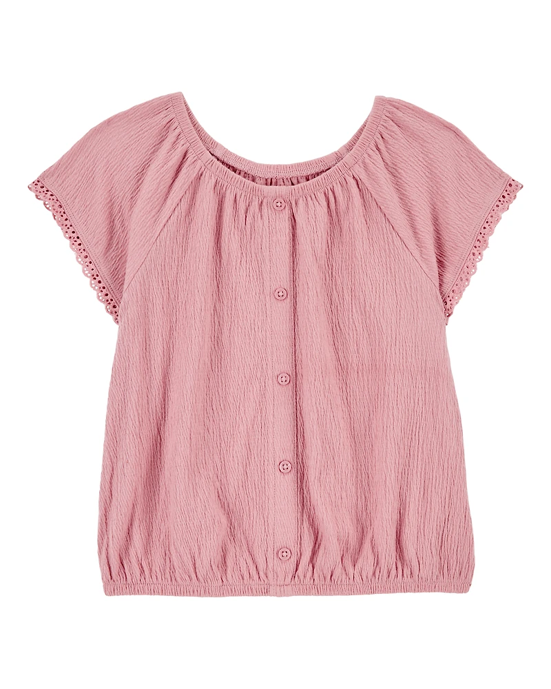 Kid Solid Short-Sleeve Fashion Top - Pink
