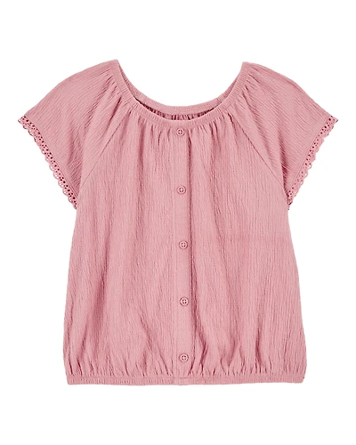 Kid Solid Short-Sleeve Fashion Top - Pink