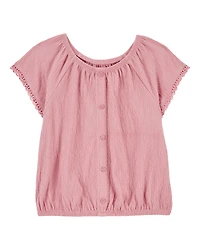 Kid Solid Short-Sleeve Fashion Top - Pink