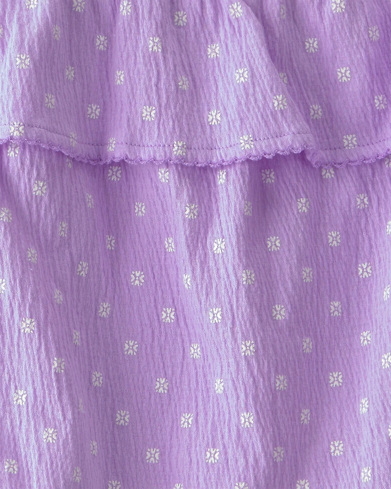 Girls 2-Piece Ruffle Top & Short Set - Purple