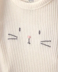 Baby 2-Piece Easter Bunny Rib Tee & Pant Set - Cream