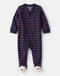 Toddler Boy Striped Loose Fit 1-Piece Pyjamas - Navy