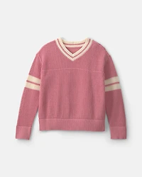 Girls 2-Piece Varsity Sweater - Pink/Cream