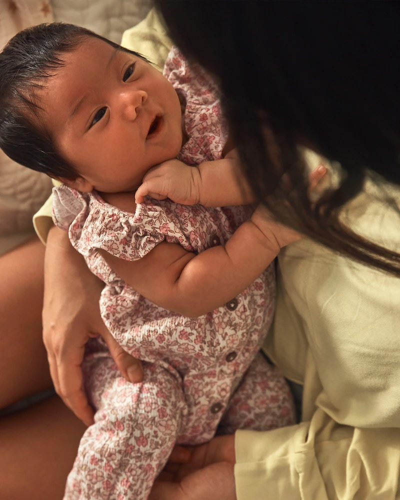 Baby Girl Floral Jumpsuit - Pink
