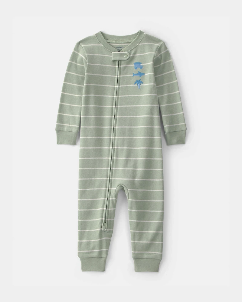 Baby Beach 100% Cotton 1-Piece Pyjama - Olive Green