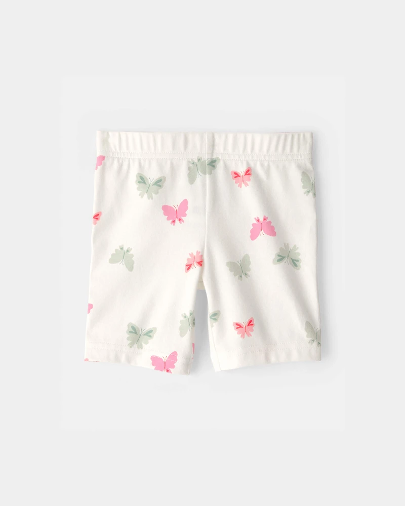 Toddler Girl Butterfly Bike Shorts - Ivory