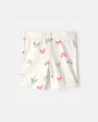 Toddler Girl Butterfly Bike Shorts - Ivory