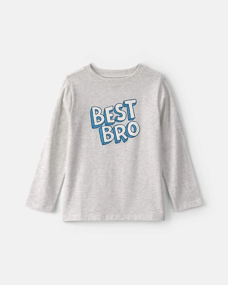 Boys 'Best Bro' Long-Sleeve Graphic Tee - Grey