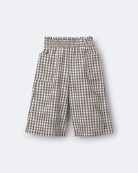 Toddler Girl Gingham Smocked Wide Leg Pant - Cream/Grey