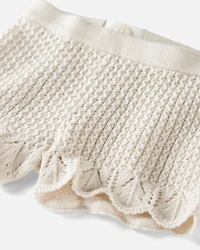 Baby Girl 2-Piece Organic Cotton Crotchet Knit Set-Cream