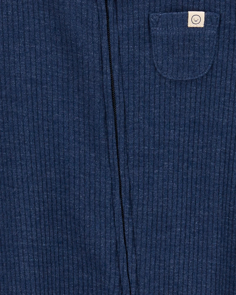 Baby Boy Textured 2-Way Zip Sleeper Pyjamas