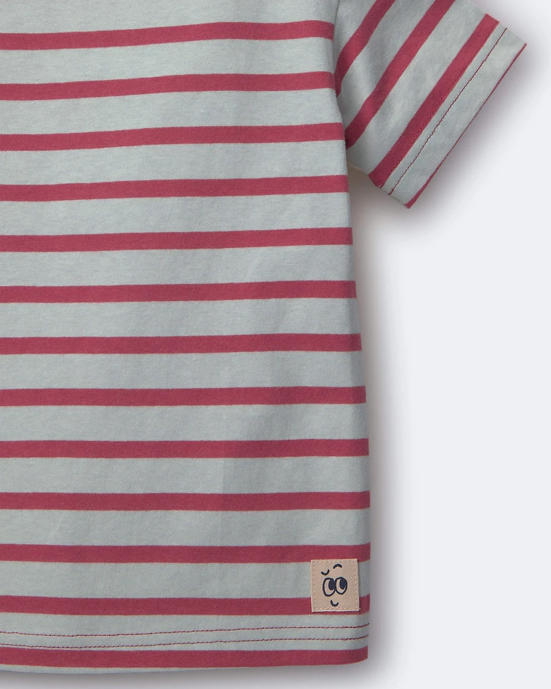 Toddler Boy Relaxed Tee Stripes - Red/Blue