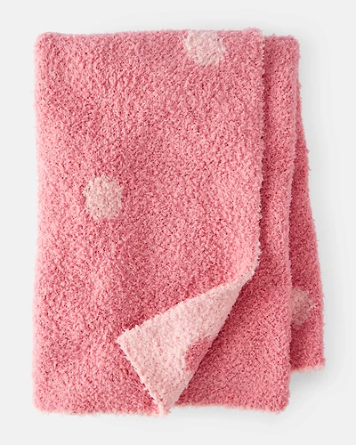 Girls Polka Dot Plush Blanket - Pink