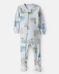 Toddler Boy Dragon Print 100% Cotton Long-Sleeve 2-Way Zip 1-Piece Pyjamas