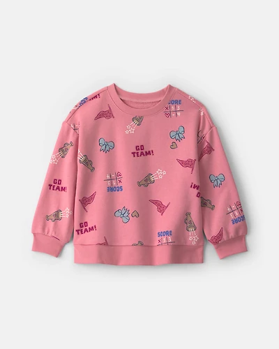 Girls Toddler Girl School Spirit French Terry Pullover Sweatshirt - Pink