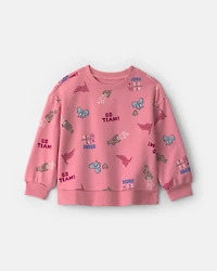 Girls Toddler Girl School Spirit French Terry Pullover Sweatshirt - Pink