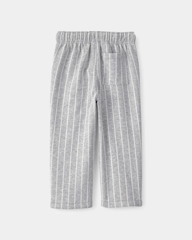 Toddler Striped French Terry Pants - Grey/White