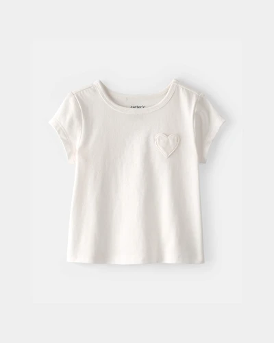 Baby Girl Heart Pocket Top - Ivory