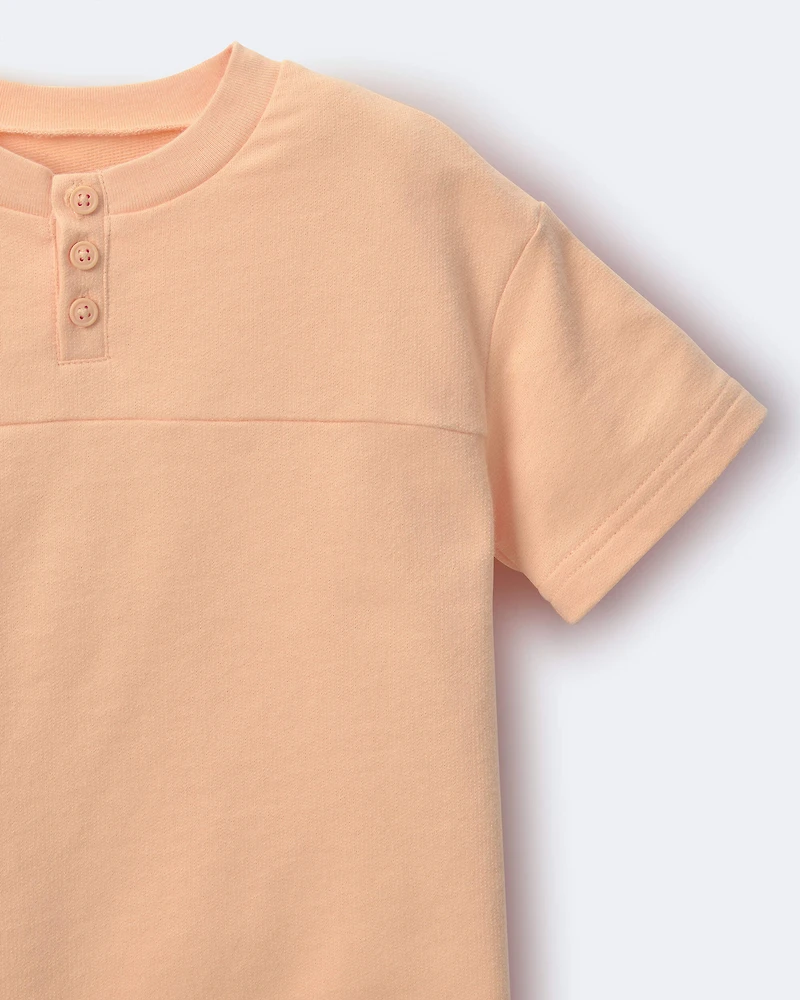 Toddler Boy Short-Sleeve Yoke Tee - Light Orange