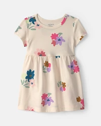 Baby Girl Floral Short-Sleeve Dress - Cream