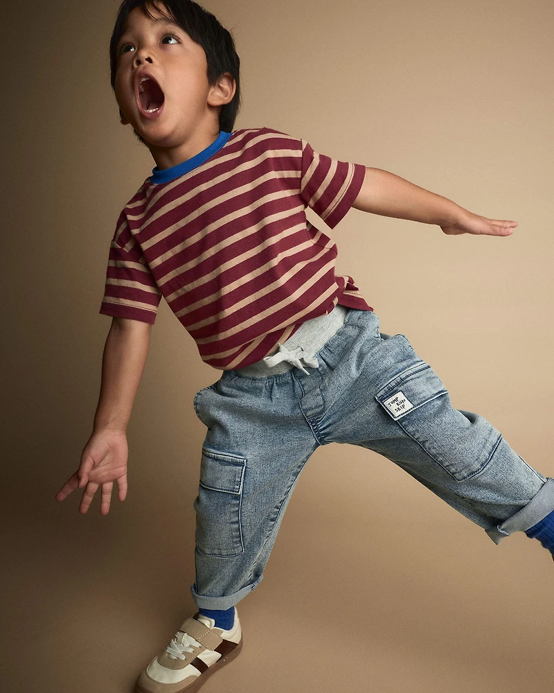 Toddler Boy Cargo Pant Avenue Wash - Heather Grey/Blue