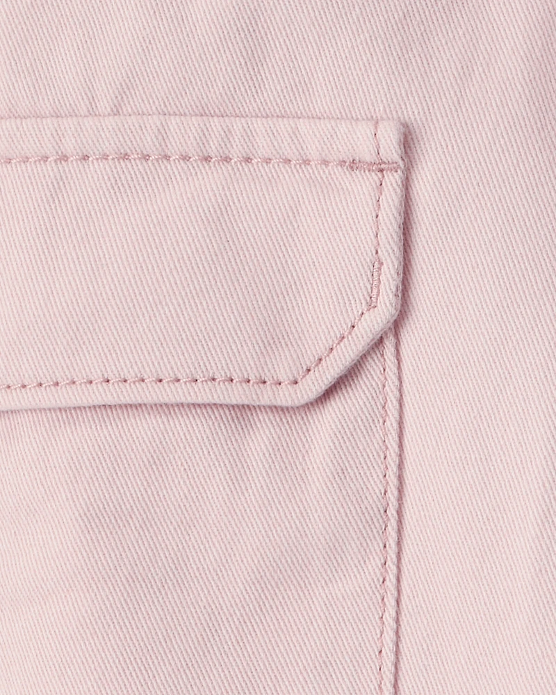 Toddler Girl Cotton Cargo Joggers - Pink