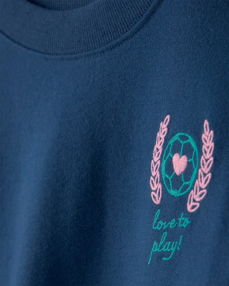 Girls French Terry Pullover Sweatshirt - Navy Blue