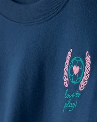 Girls French Terry Pullover Sweatshirt - Navy Blue
