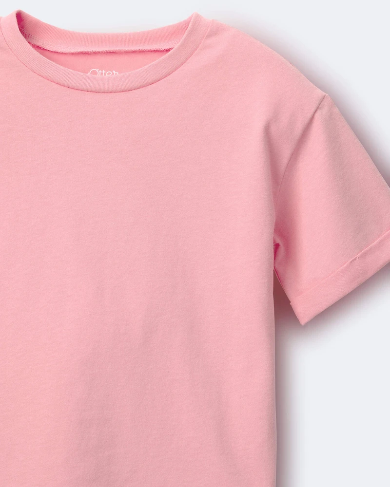 Toddler Girl Rolled Cuff Tee - Light Pink