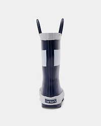Toddler Boy Striped Rain Boots - Navy/White