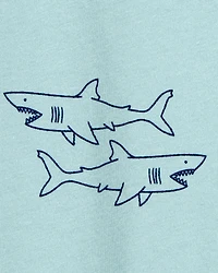 Baby Boy Shark Print Cotton Romper