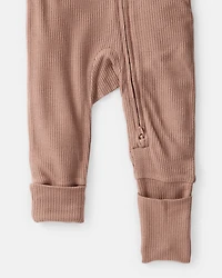 Baby Solid PurelySoft Long-Sleeve 2-Way Zip Sleeper - Brown