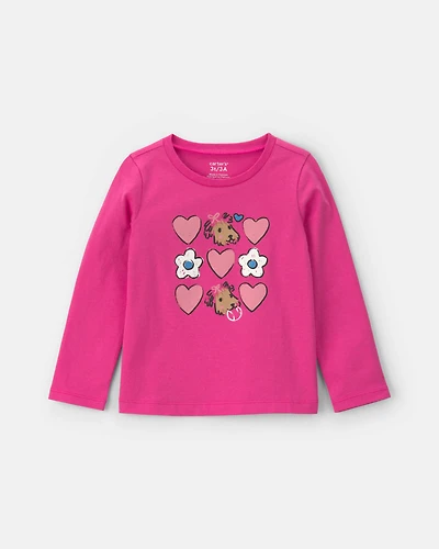 Toddler Girl Heart Long-Sleeve Graphic Tee - Pink