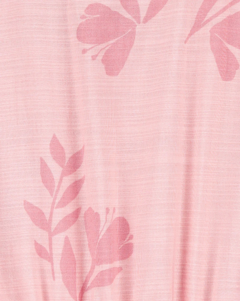 Kid Floral Cinched Top - Pink