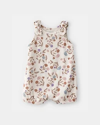 Baby Girl Floral Sleeveless Romper - White