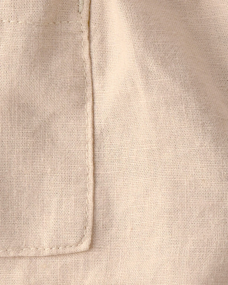 Baby Girl 2-Piece Palm Tree Tropical Sleeveless Top & Short Set - Brown/White